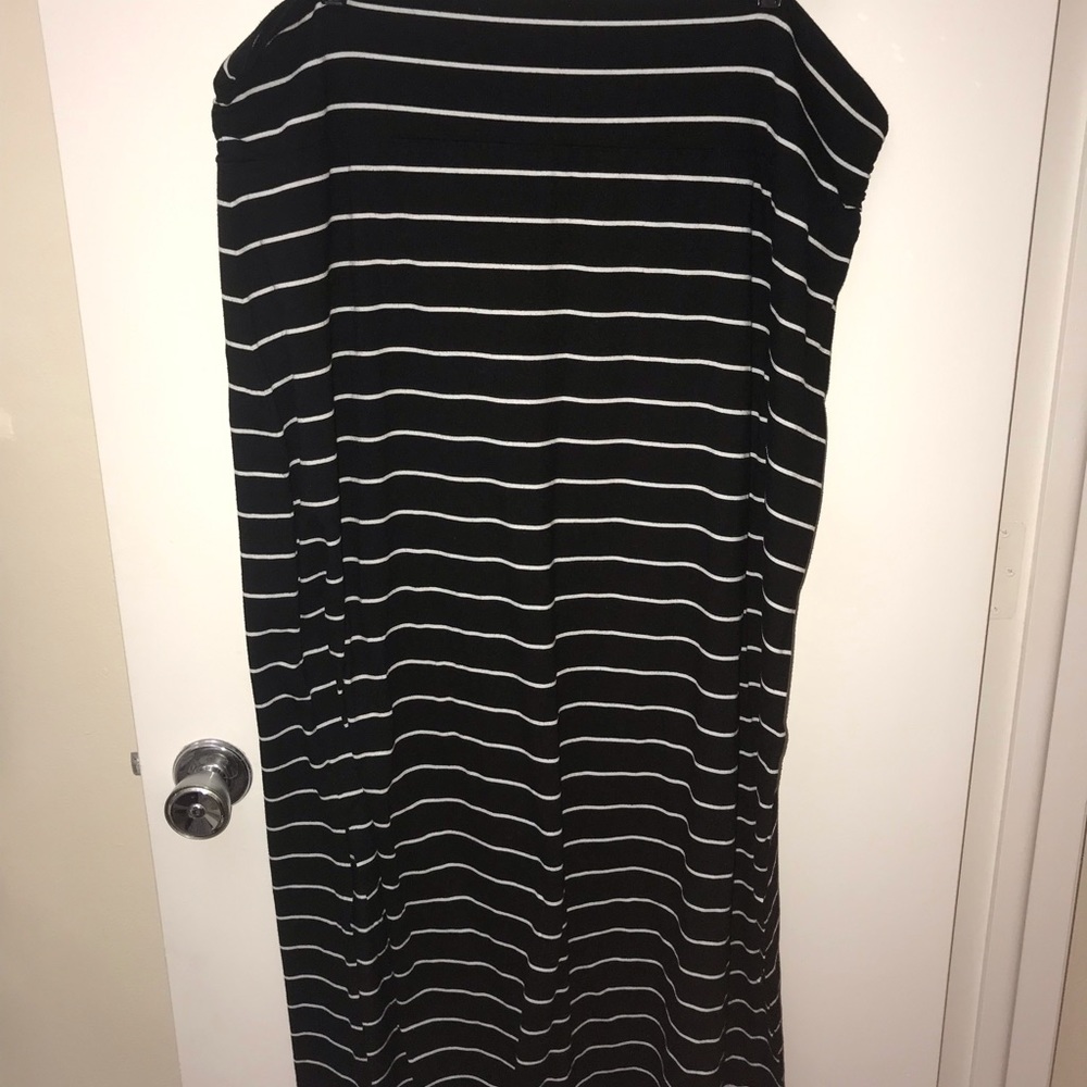 Black and White Striped Maxi Skirt